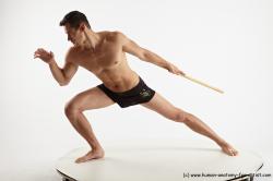 Underwear Fighting with spear Man White Standing poses - ALL Athletic Short Brown Standing poses - knee-bend Academic